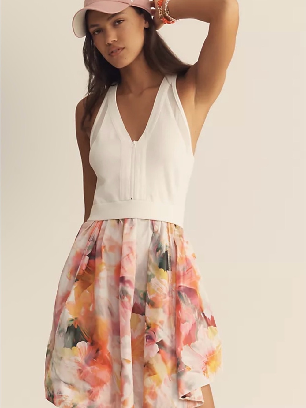 White Floral Halter Skater Dress